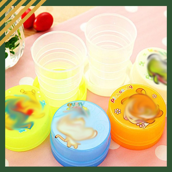 Gelas Plastik Karakter Lucu | Gelas Plastik Jus Portable Lipat  Travel Telescopic | Cup Plastik