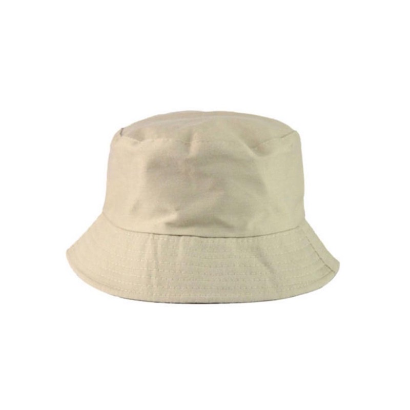 TERMURAH TOPI BUCKET HAT POLOS BOLAK BALIK CREAM