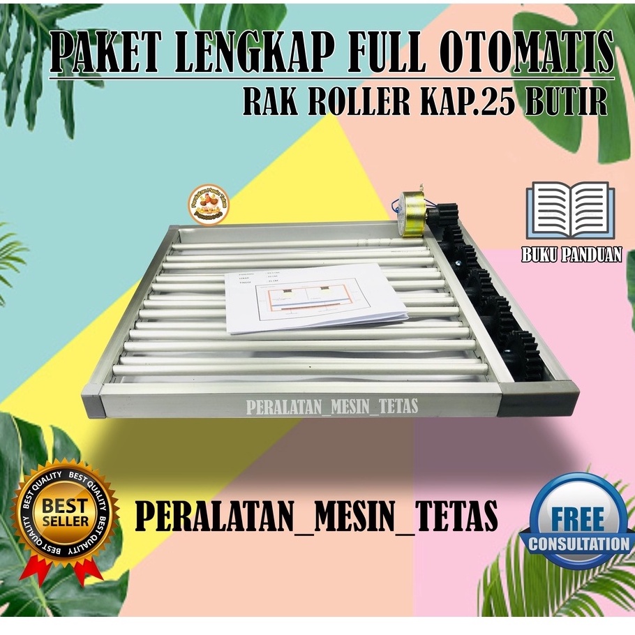 Paket Lengkap Rak Roller Mesin Tetas Full Otomatis Kapasitas 25 Butir Telur