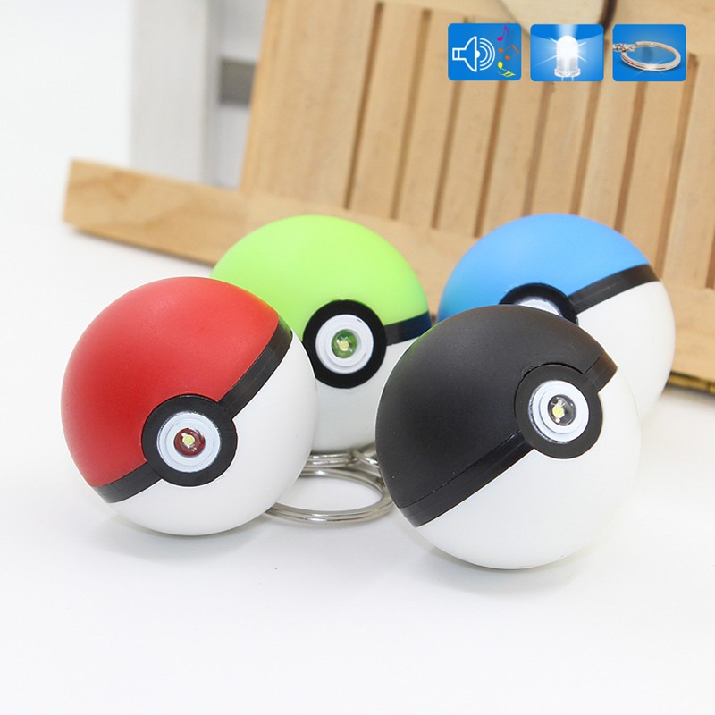 Gantungan Kunci Bentuk Pokeball Pokemon Pikachu Dengan Lampu LED + Suara