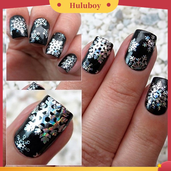 Huluboy Huluboy♡ 1 Lembar Stiker Kertas Foil Transfer Motif Snowflake Natal Untuk Dekorasi Nail Art DIY