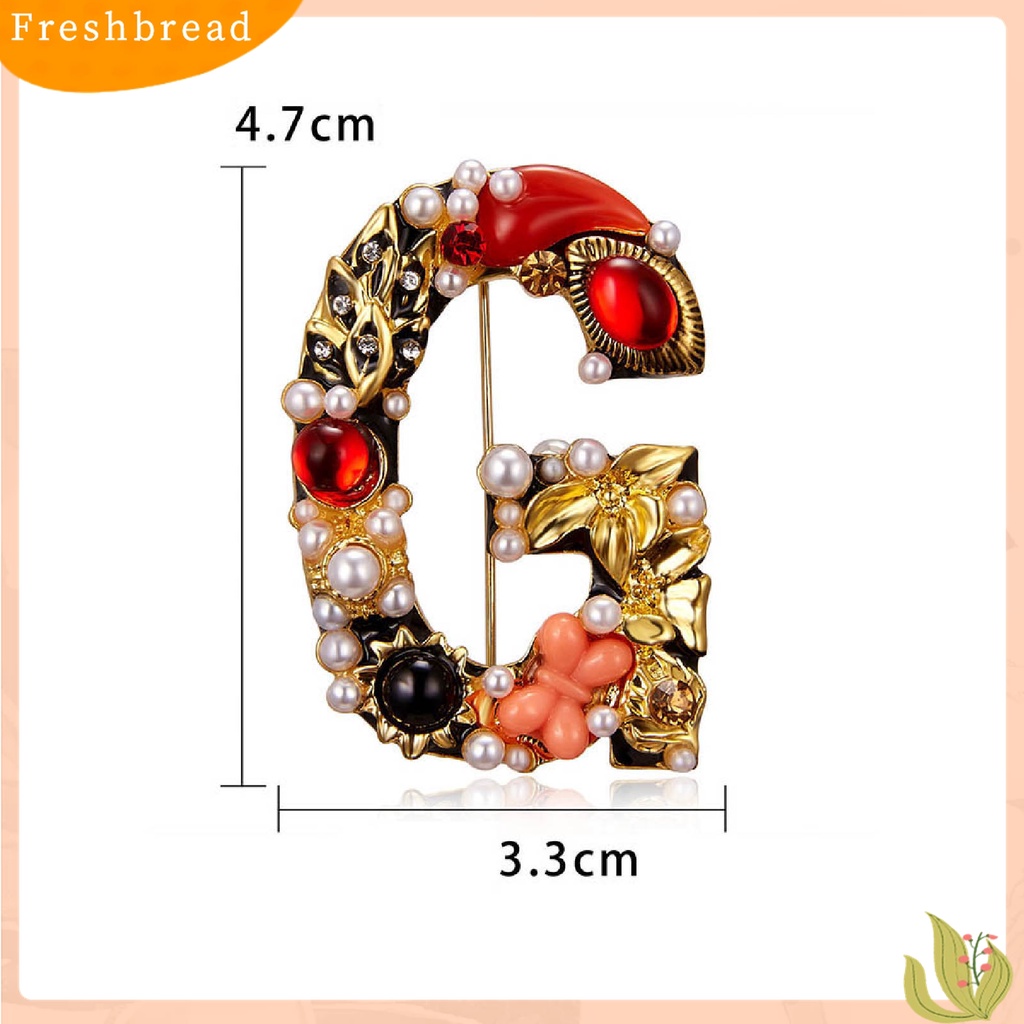 [ TERLARIS]Enamel Brooch Pin Muti-Color Fashion Letter Shape Women Rhinestone Faux Pearl Brooch Pin for Party