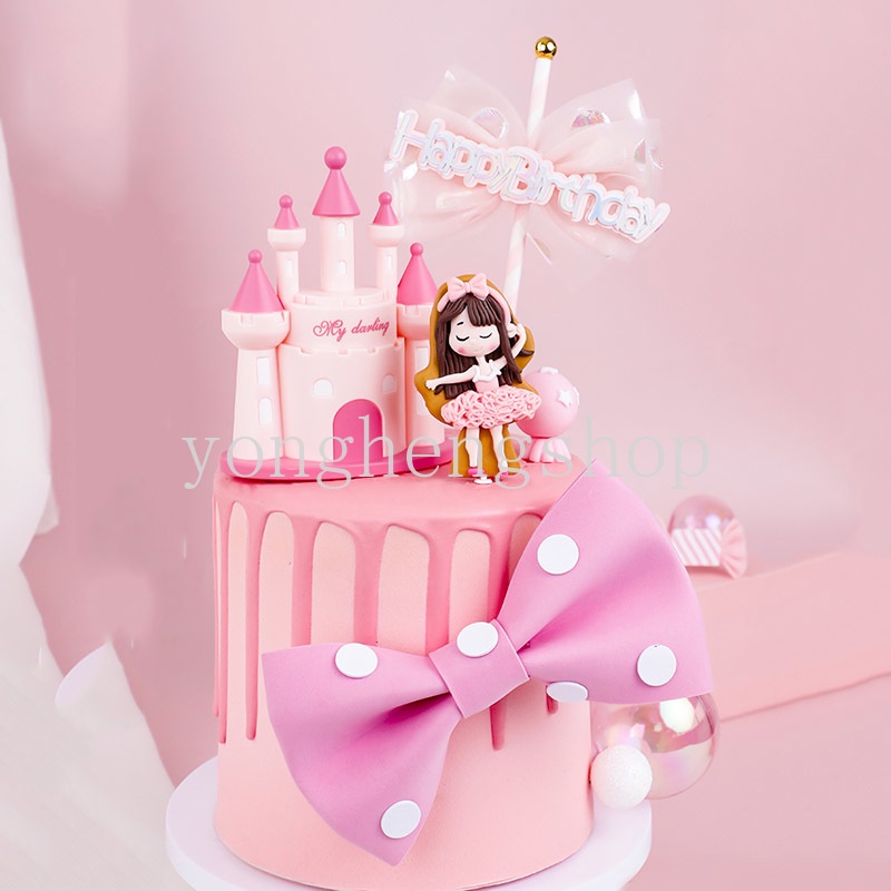 Topper Kue Ulang Tahun DIY Bentuk Kastil Putri Pangeran Untuk Dekorasi Pesta Baby Shower