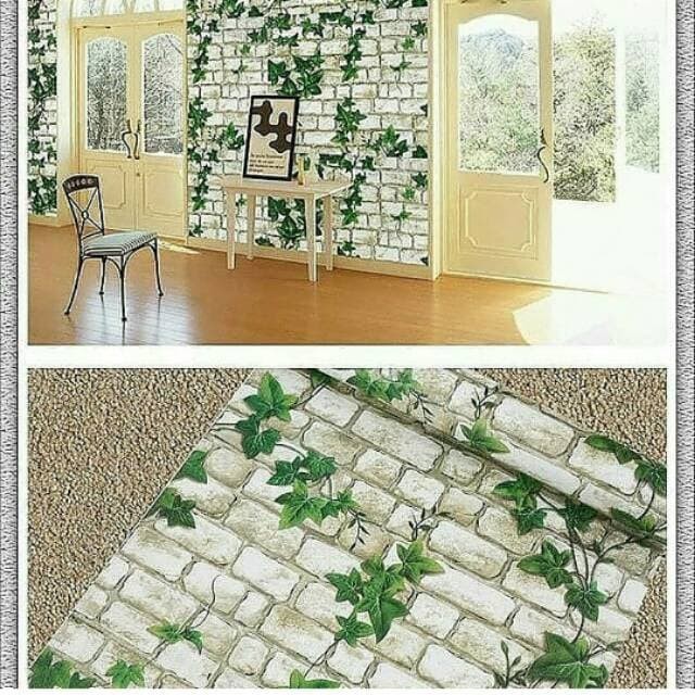 NEW 1 ROLL Wallpaper Sticker Dinding Bata Daun 45 x 10 NEW 1 ROLL Wallpaper Sticker Dinding Bata Daun 45 x 10