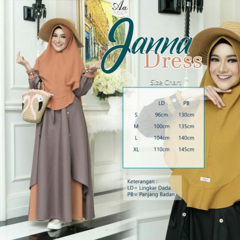 Aden Hijab - Janna Dress Set - Gamis original by Aden - Gamis Set Hijab
