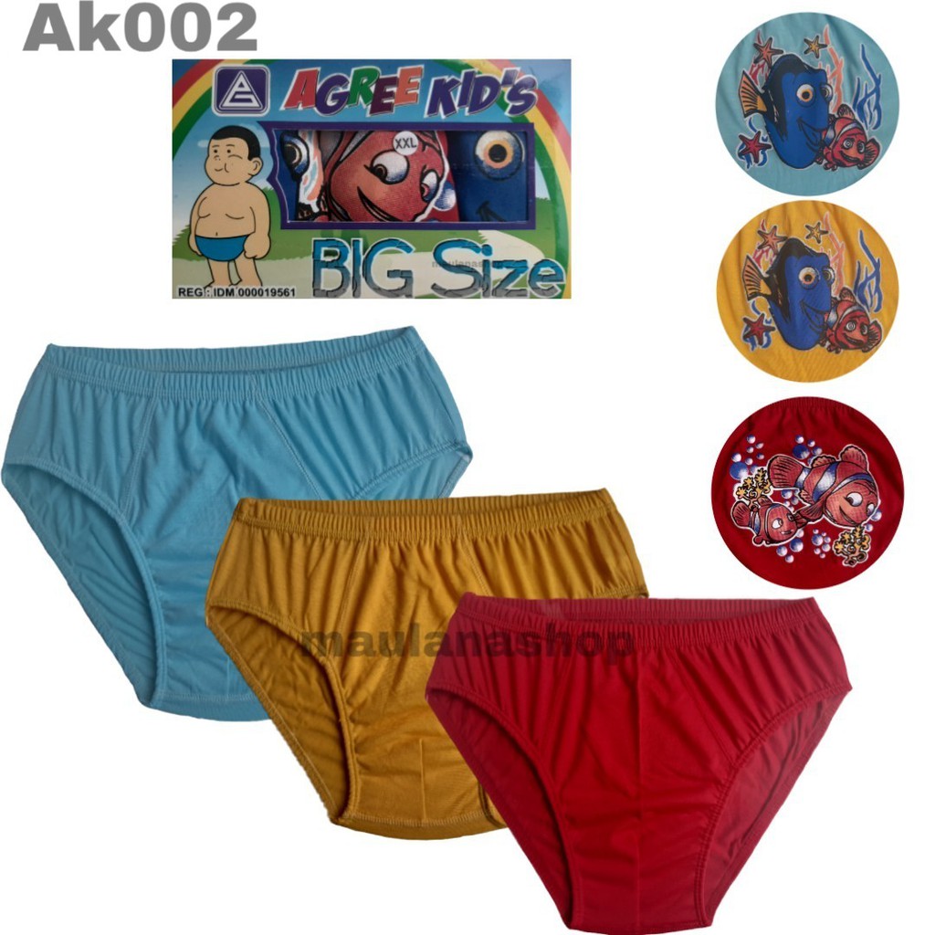 Agree AKb 002 Celana  Dalam Anak  Pria  Jumbo 1 box Isi 3 Pcs 