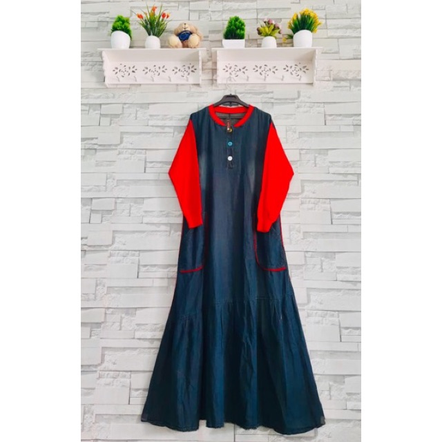 Gamis Jeans Jumbo L3 - L4 XXL - XXXL LD 125 - 130 Gamis Levis Ori Tebal Adem Gamis Jeans