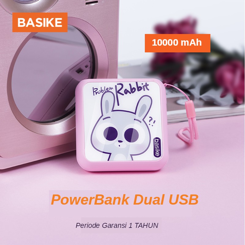 PowerBank Murah Mini Lucu Fast Charging 10000 mAh LCD Dual USB BASIKE samsung iphone xiaomi oppo