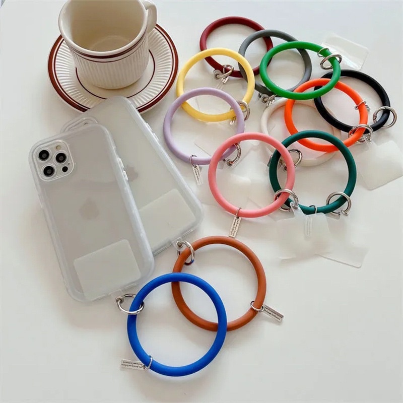 Tali Lanyard Gantungan Kunci Anti Hilang Bahan Silikon Warna Macaron Untuk Case Handphone Universal