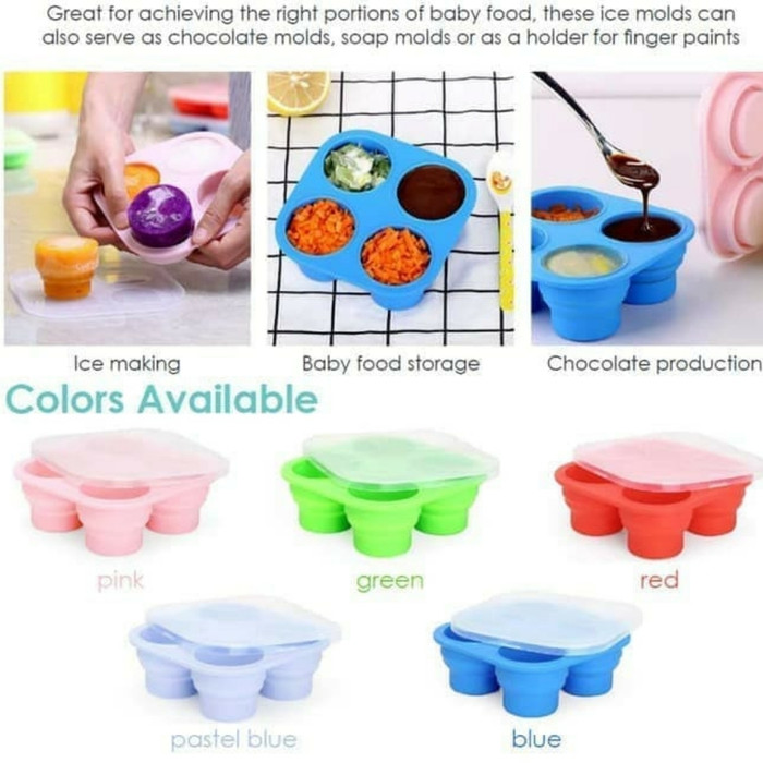 BABYQLO Foldable Silicone Freezer Cups Baby Food Container