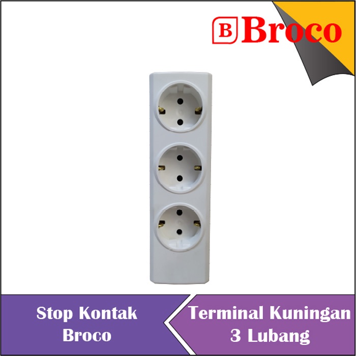 Stop Kontak Broco 3 LUBANG STOP KONTAK TEMPEL TEMBOK  AG22
