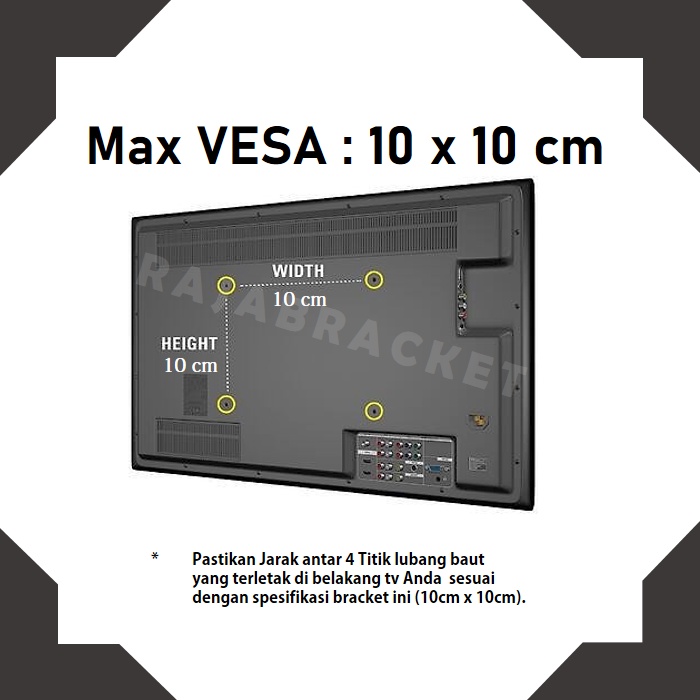 Bracket TV Monitor 27 24 22 19 14 inch, Bracket Lengan Swivel TV LED