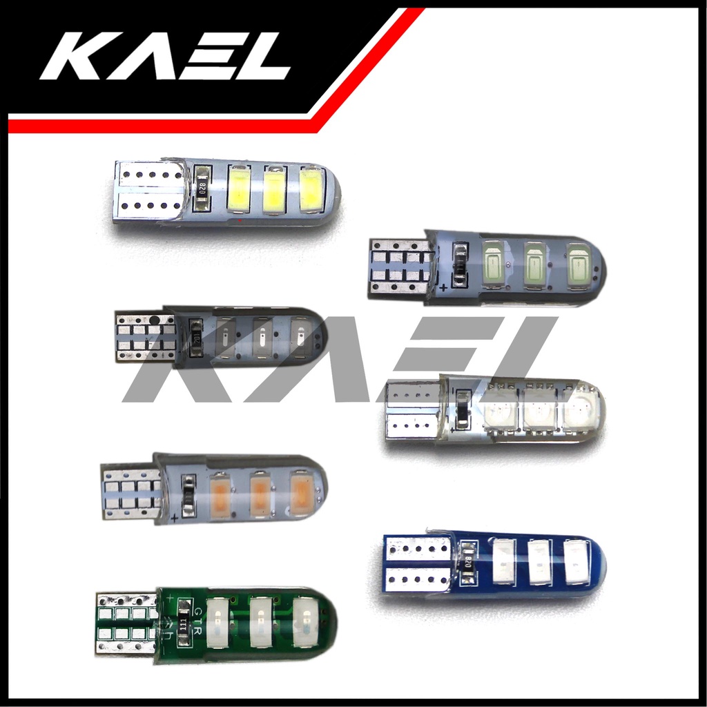 LED Sein Jelly T10 Diam-Flash Lampu Senja-Kota-Sen-Mundur-Speedometer-KM Motor-Mobil Kabin Putih-Biru-Ice Blue-Merah-Hijau-Kuning-Pink Kedip-Strobo-Strobe