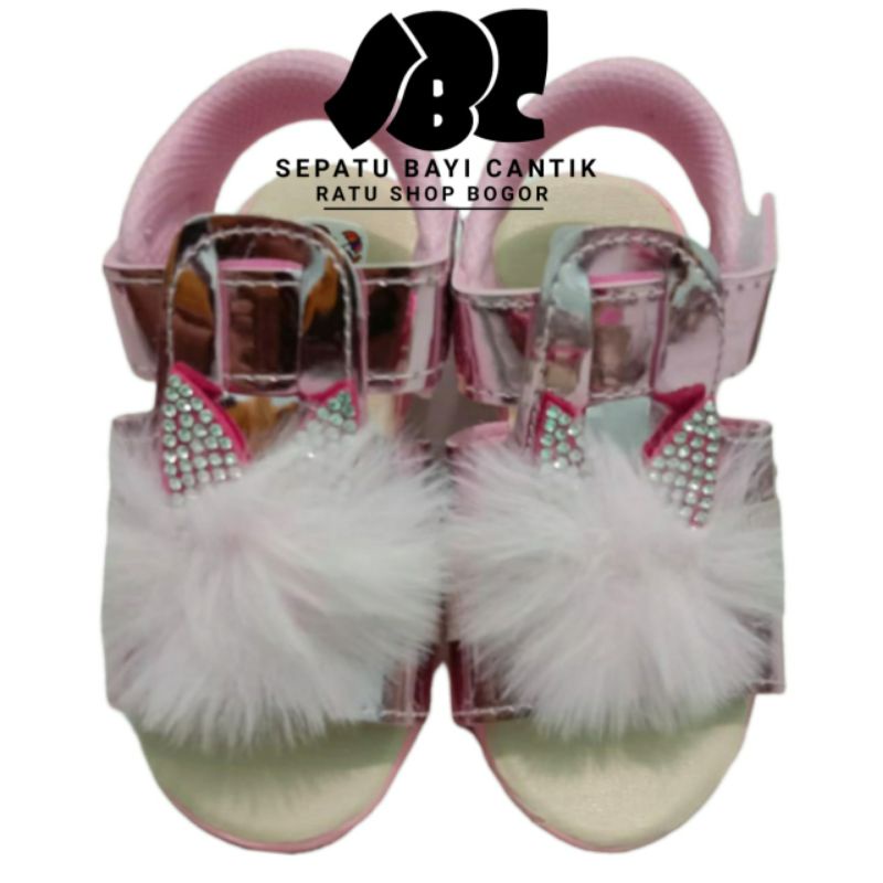 sendal sepatu anak perempuan pita bulu karakter kartun kepala kelinci, sendal anak perempuan murah meriah, sendal sepatu anak perempuan cantik lucu dan imout