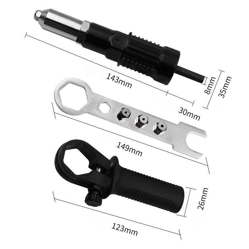 (BISA COD) RVOSTR Ronghe Adapter Paku Rivet Riveting Gun Adapter Converter Drill - NAS32