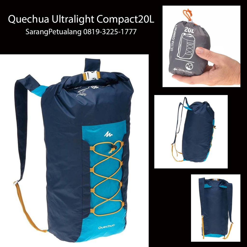 Folding Bag 20L Quechua Waterproof  - Tas Lipat kecil - ransel lipat gunung