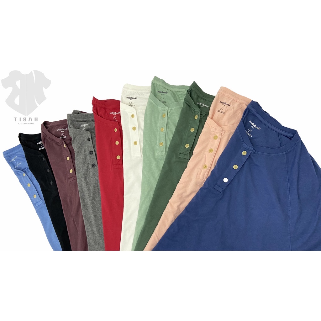 Goodfellow Henley T-shirts Bigsize | Kaos Polos Pria
