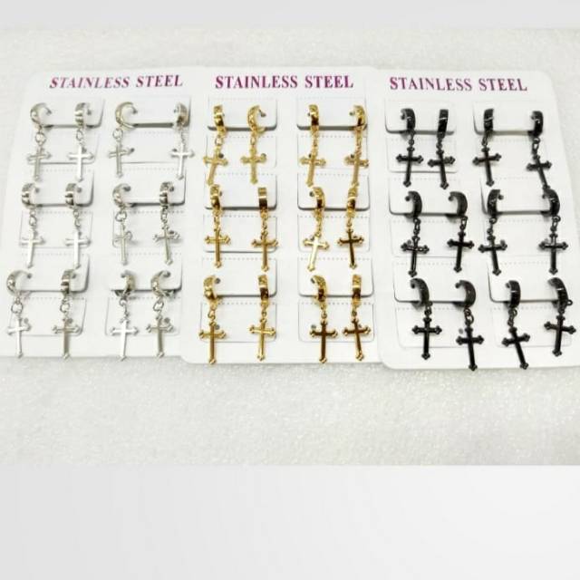 Anting titanium salib stainlesstel | anting wanita