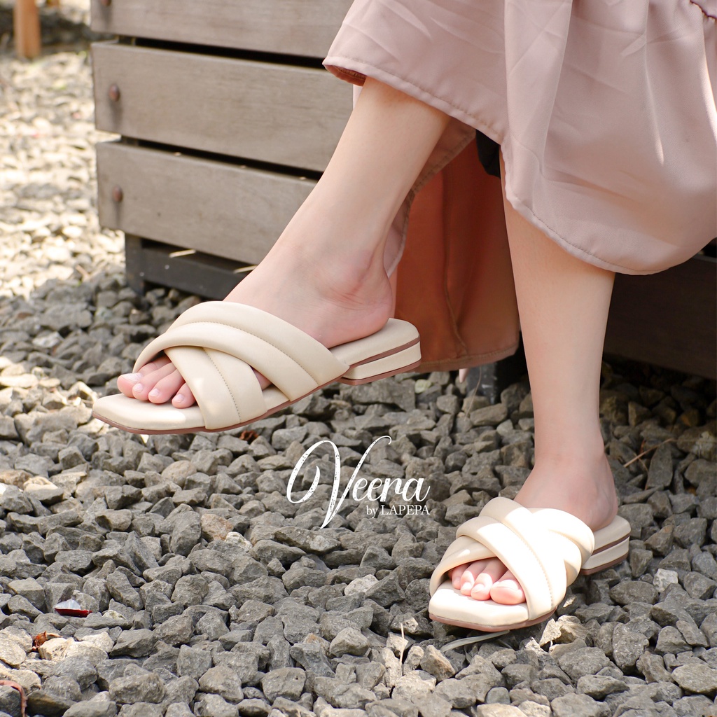 AVLINSTORE - tipe VEERA Sandal Kondangan Wanita Hak Tinggi 2cm Model Silang Slip On Kekinian