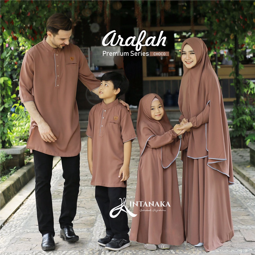 Gamis Sarimbit Keluarga Couple Ayah Ibu Anak set Syari Khimar Niqab Choco Koko Arafah Intanaka