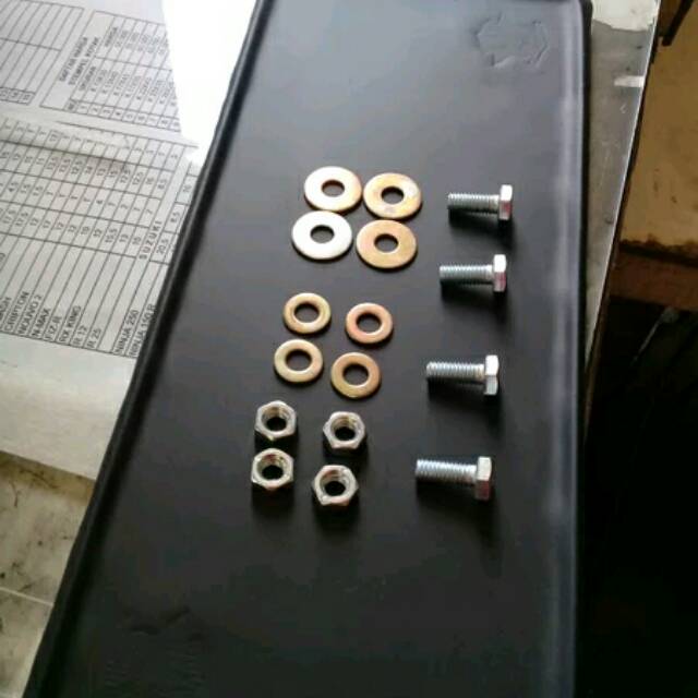 Baut plat nomor 1 set  4 baut, 4 ring