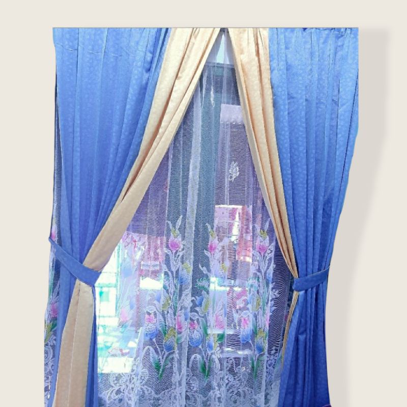 Vitrase motif tulif lebar 1 meter tinggi 2 meter selambu pelapis gorden Gorden siang