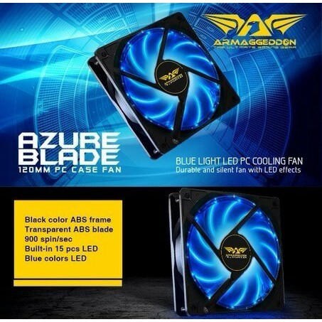 GAMING Led Fan Casing ARMAGEDDON AZURA BLADE 12CM Fan Case LED for PC(READY WARNA BIRU,HIJAU,MERAH)