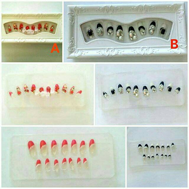 KUKU PALSU SARA NAIL 3D / KUKU PALSU ISI 24 KUKU / KUKU GLITER / KUKU MUTIARA / KUKU MOTIF LUCU