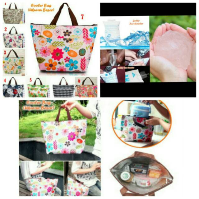 LUNCH BAG COOLER free  jelly ice bag tahan 12 jam ok  good quality