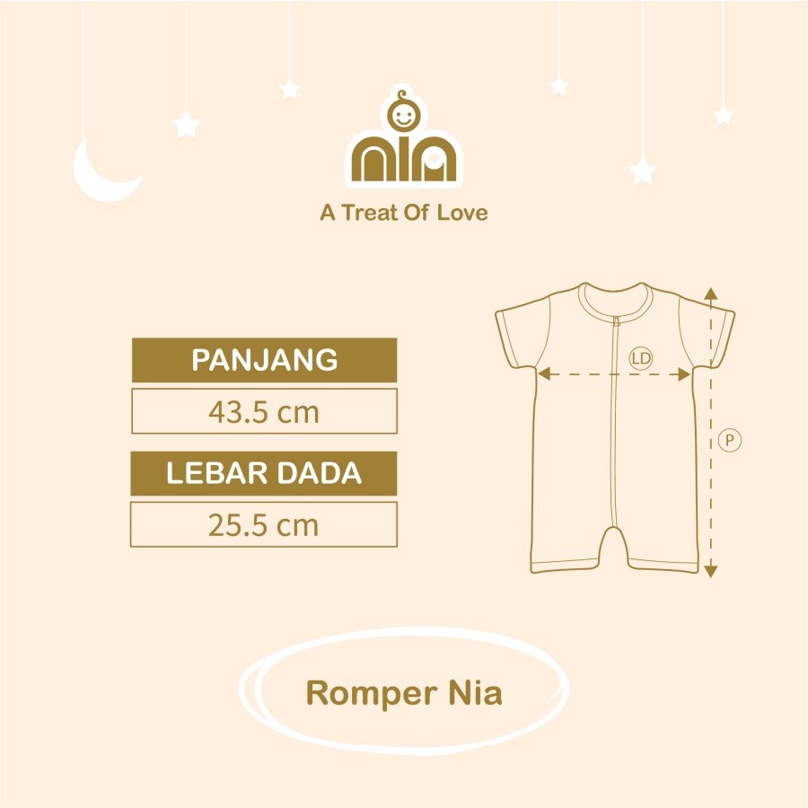 NIA Romper Bayi Unisex Warna Polos Nia Premium 3-6 Bulan Merk Nia