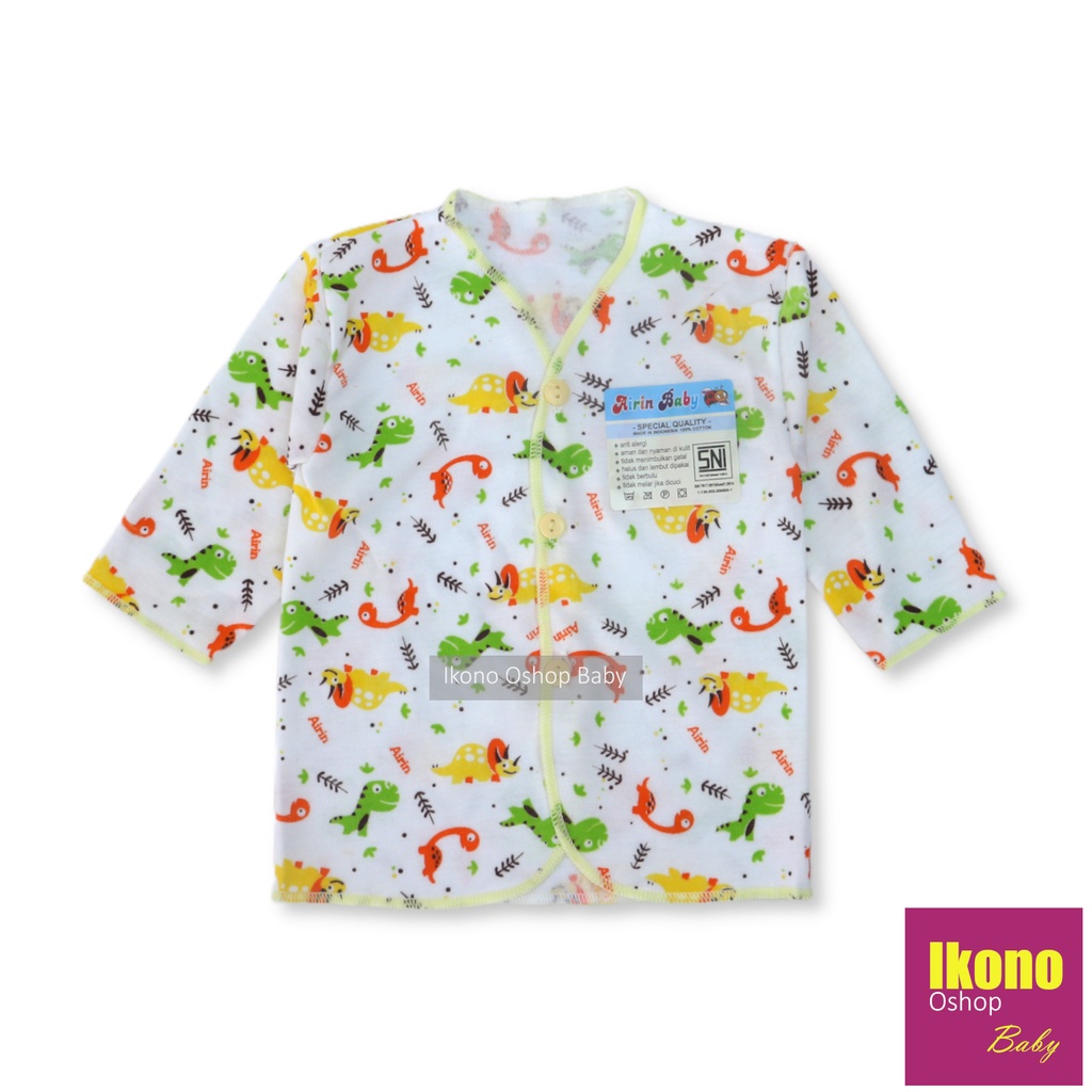 Ikono 3 Pcs Baju Bayi Newborn Lengan Panjang Putih Motif Printing Airin-3