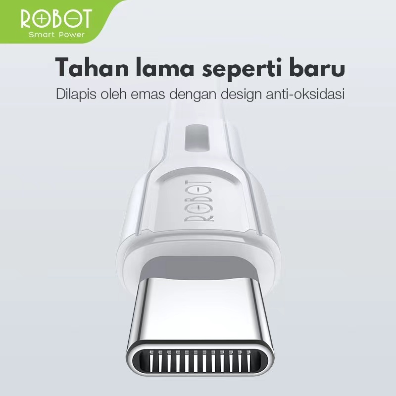 Kabel Data ROBOT Micro USB Type C Lighting 1M Data Cable Original Fast Charging - Garansi Resmi 1 Tahun