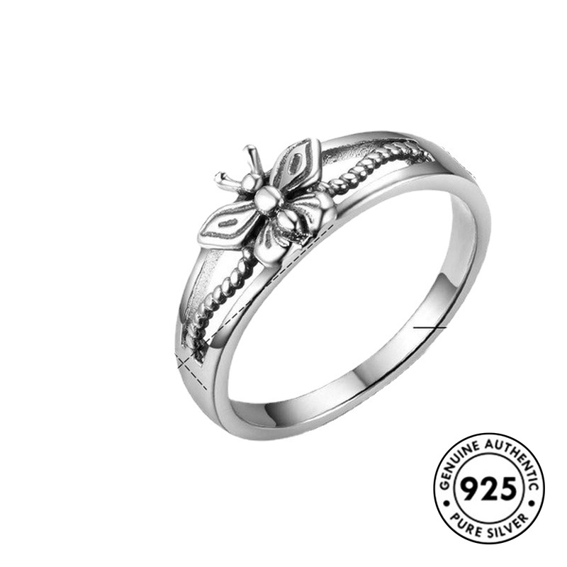 Cincin S925 Silver Desain Kupu-Kupu Gaya Simple