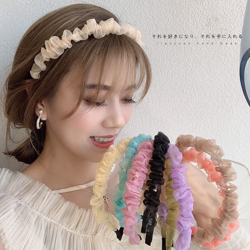 Bando Scrunchie Transparant H302 Headband Bandana Serut Polos Wanita Bando Kain Sifon Fashion Murah ACCACC Import