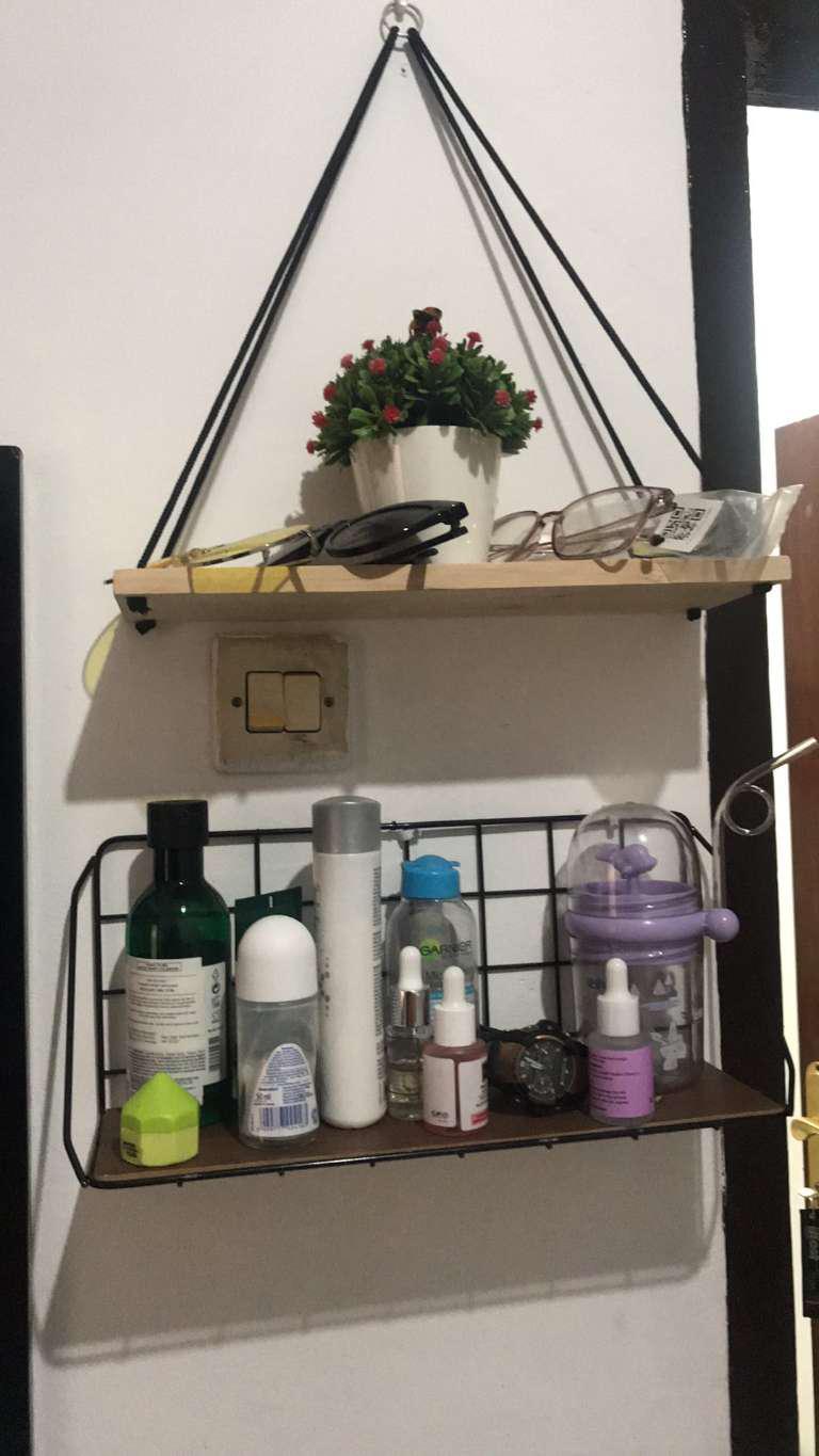 Dekorasi Rumah Rak Aesthetic Rak Gantung Kayu Jati Hiasan Dingding Minimalis Hambalan Siku Rak Dindi