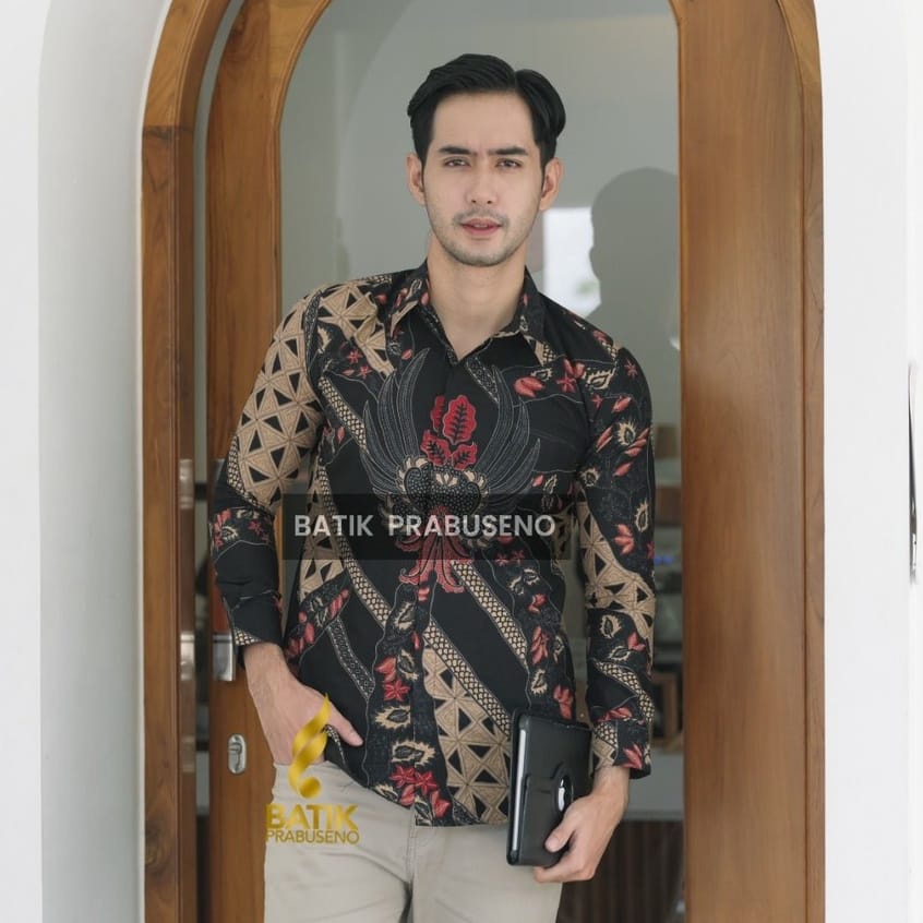 INDRASENA kemeja batik pria slimfit lengan panjang terlaris bahan katun premium halus full furing original