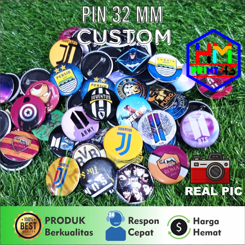 CETAK PIN PENITI CUSTOM 32mm / Pin 32 termurah Custom semua desain