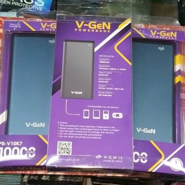 Powerbank Vgen 10.000Mah PB-V10K7 Fastcharger  Original