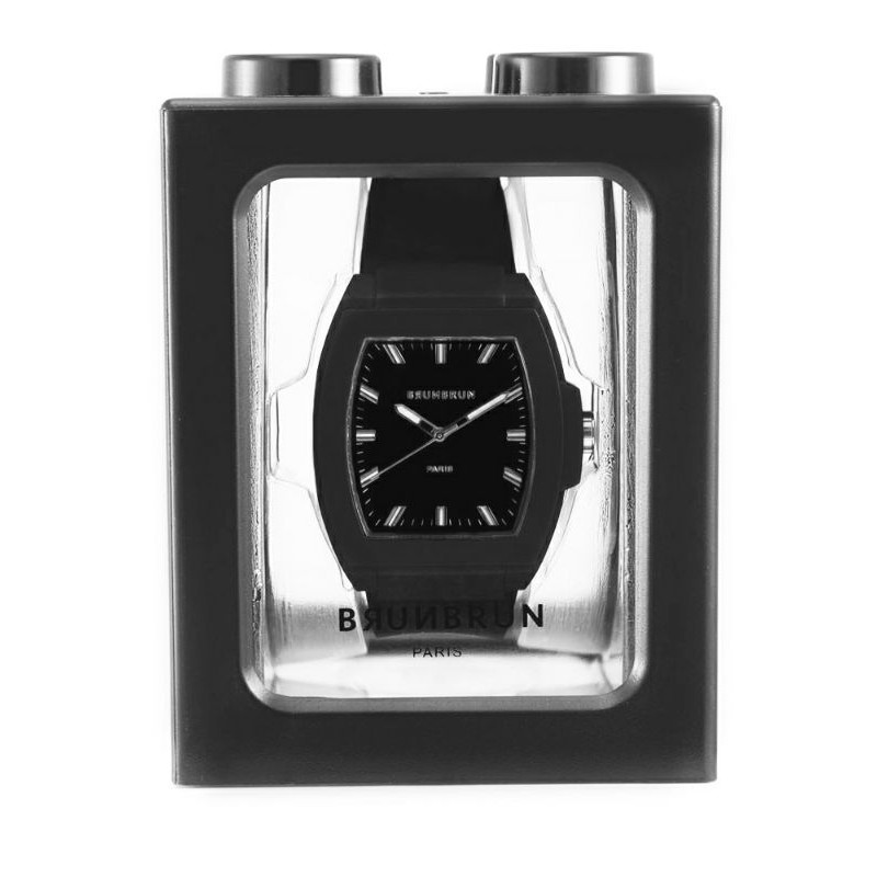 JAM TANGAN WANITA BRUNBRUN PARIS SERI BLAKE ANALOG WANITA STRAP RUBBER HITAM