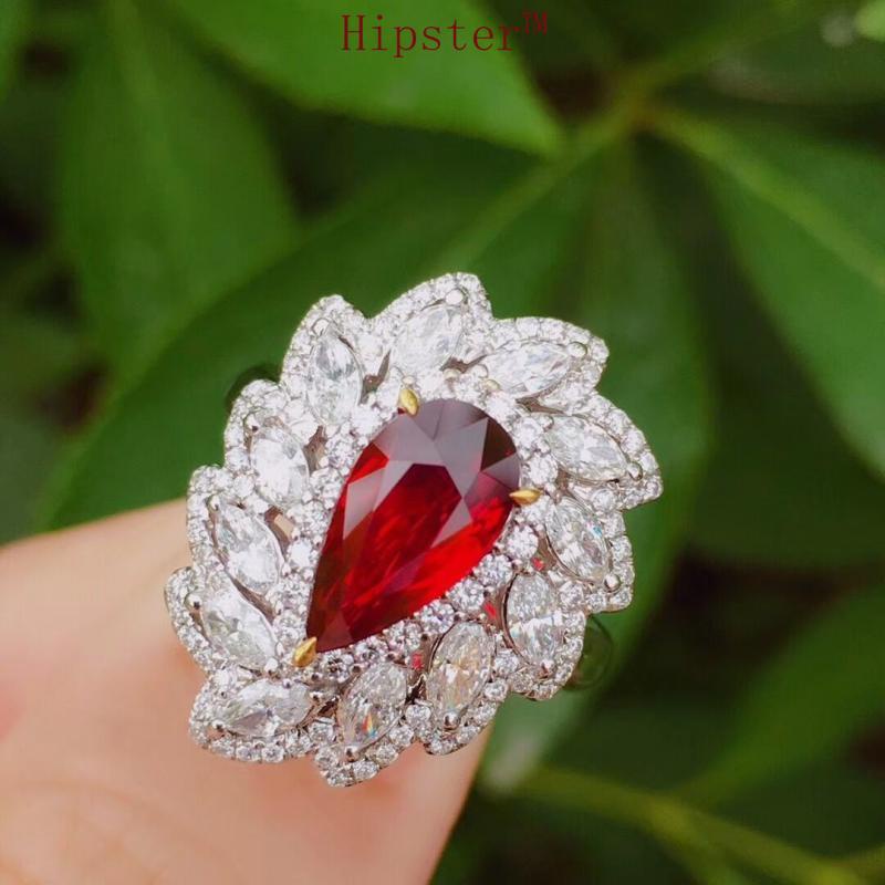 High-End Jewelry Natural Ruby Set Pendant Open Ring Earrings