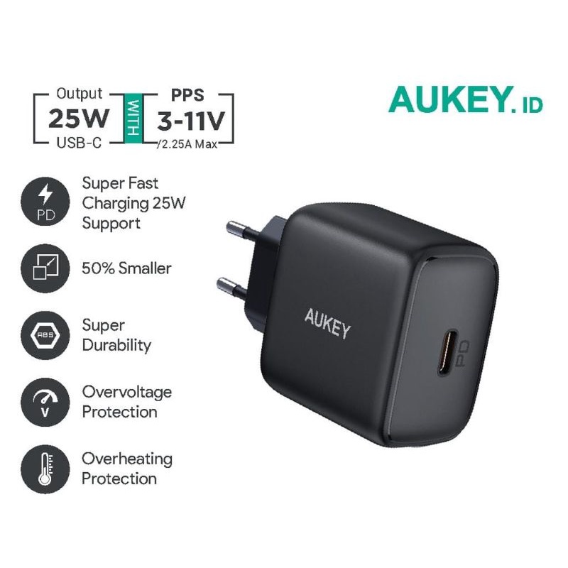 Charger Adaptor Aukey PA-R1A 25W Minima Nano USB-C PD 3.0