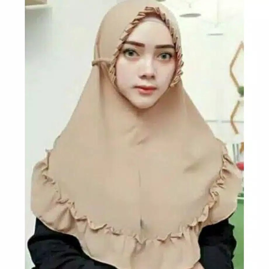 Hijab Instan Khimar Bergo Kriwil Lipit Tali KCB Wolfis Grade A Khimar Kriwil LIPIT Tali cantik