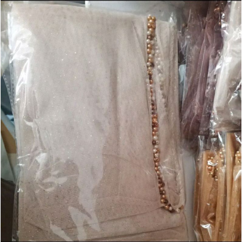 SELAYER veil HIJAB PENGANTIN krudung / selayer tulle tille gliter mutiara, aksesoris pengantin mewah
