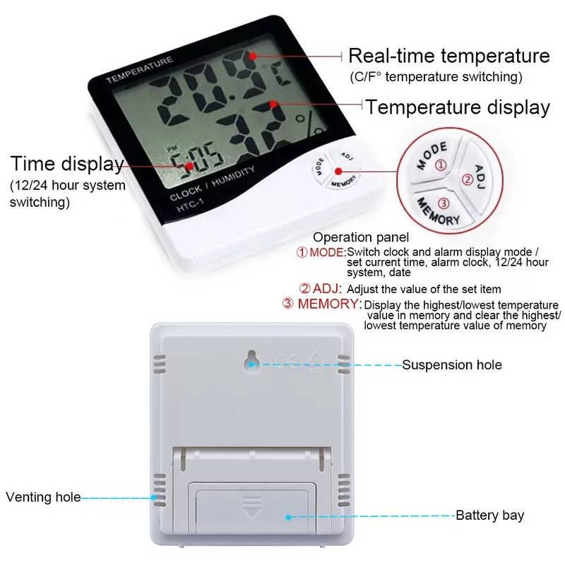 TERMOMETER RUANGAN HIGROMETER PENGUKUR SUHU KELEMBABAN UDARA RUANGAN HYGROMETER