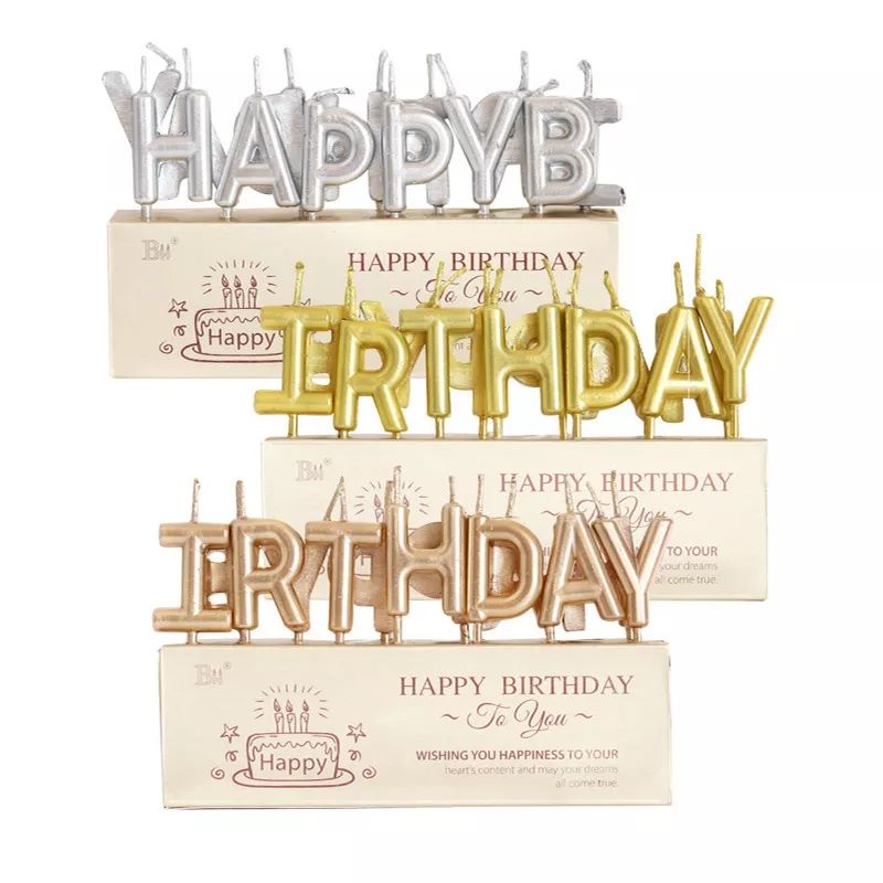 𝐓𝐞𝐫𝐦𝐮𝐫𝐚𝐡 Lilin Ulang Tahun Huruf Kapital / Happy Birthday Candle chrome