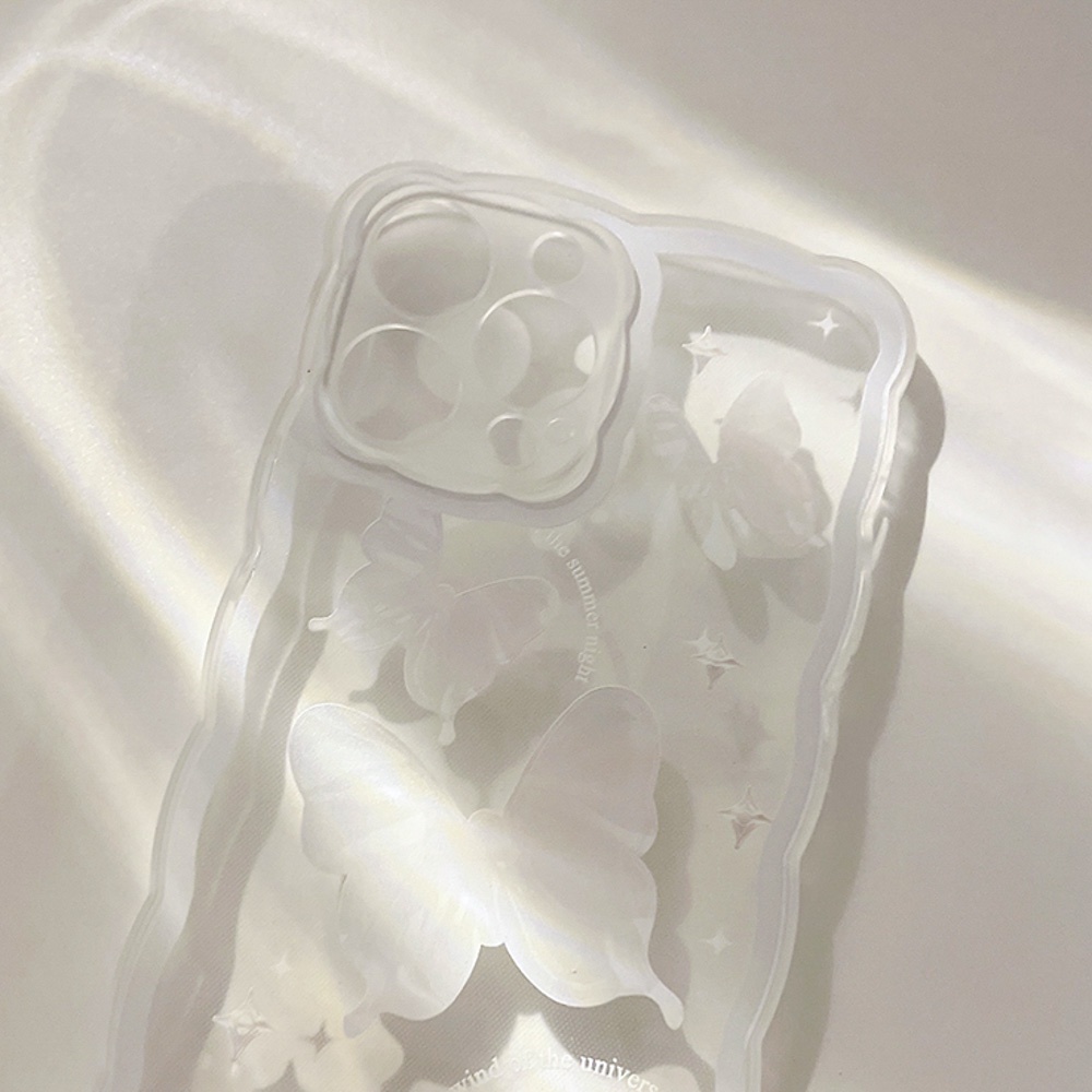 Soft Case Pelindung Lensa Kamera Shockproof Motif Butterfly &amp; Cloud Untuk iPhone 13 Pro Max 11 12 Pro X XS Max 7 8 Plus SE 2020