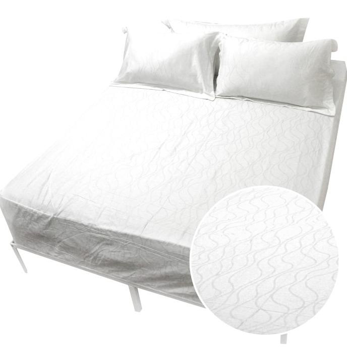 Sprei jacquard putih motif embos katun jacquard king koil