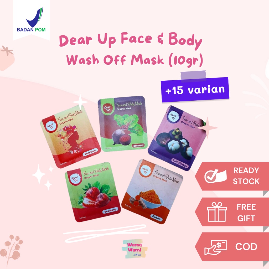 (Distri Resmi) BPOM Dear Up Face & Body Mask 10gr Kemasan Pabrik - Masker Wajah - Masker Organik