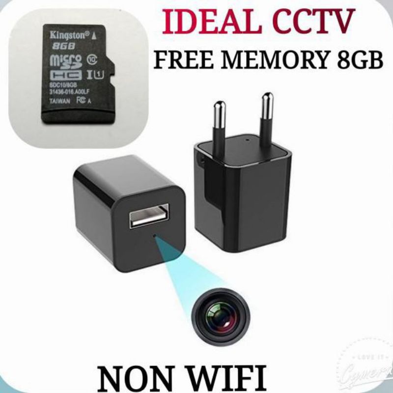 SPY CAM USB CHARGER ADAPTOR + MEMORY 8GB KAMERA PENGINTAI MINI HIDDEN CAMERA 1080 P FULL HD-1