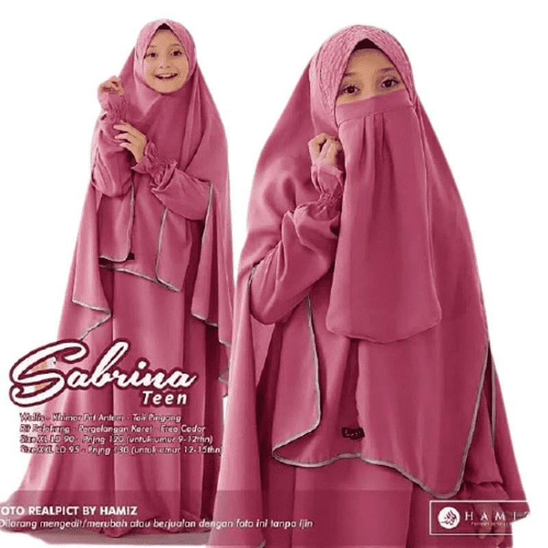 SABRINA TEEN SYARI gamis anak remaja set  khimar  wolfis cadar  niqab